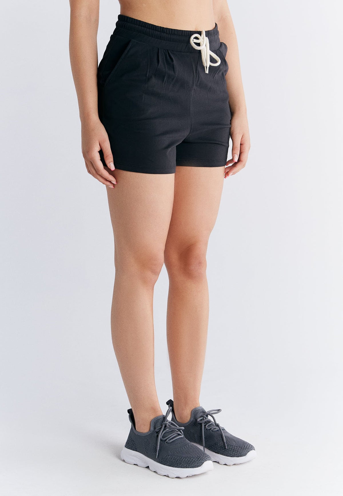 Women's Pyjamas-Shorts, Black — Leela Cotton, view 3