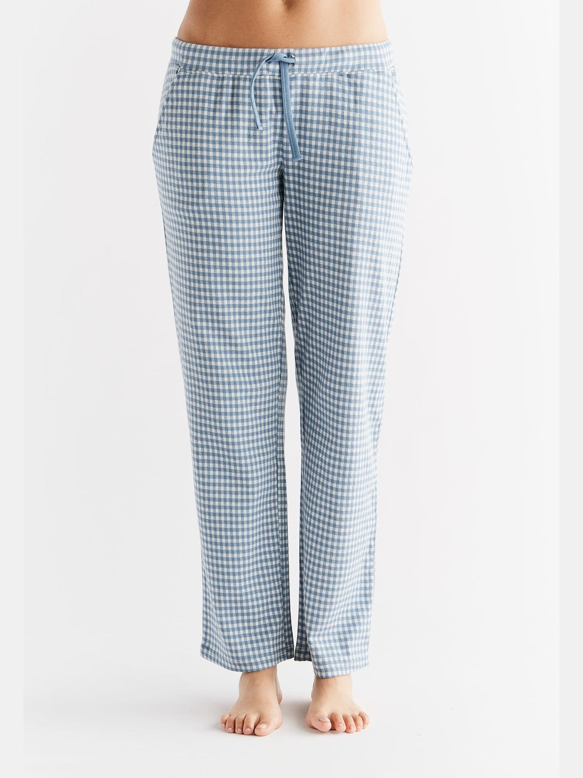 Women's Homewear - Trousers Checked, Denim Blue - Natural