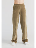 Women's Velour Trousers Straight Leg, Olive