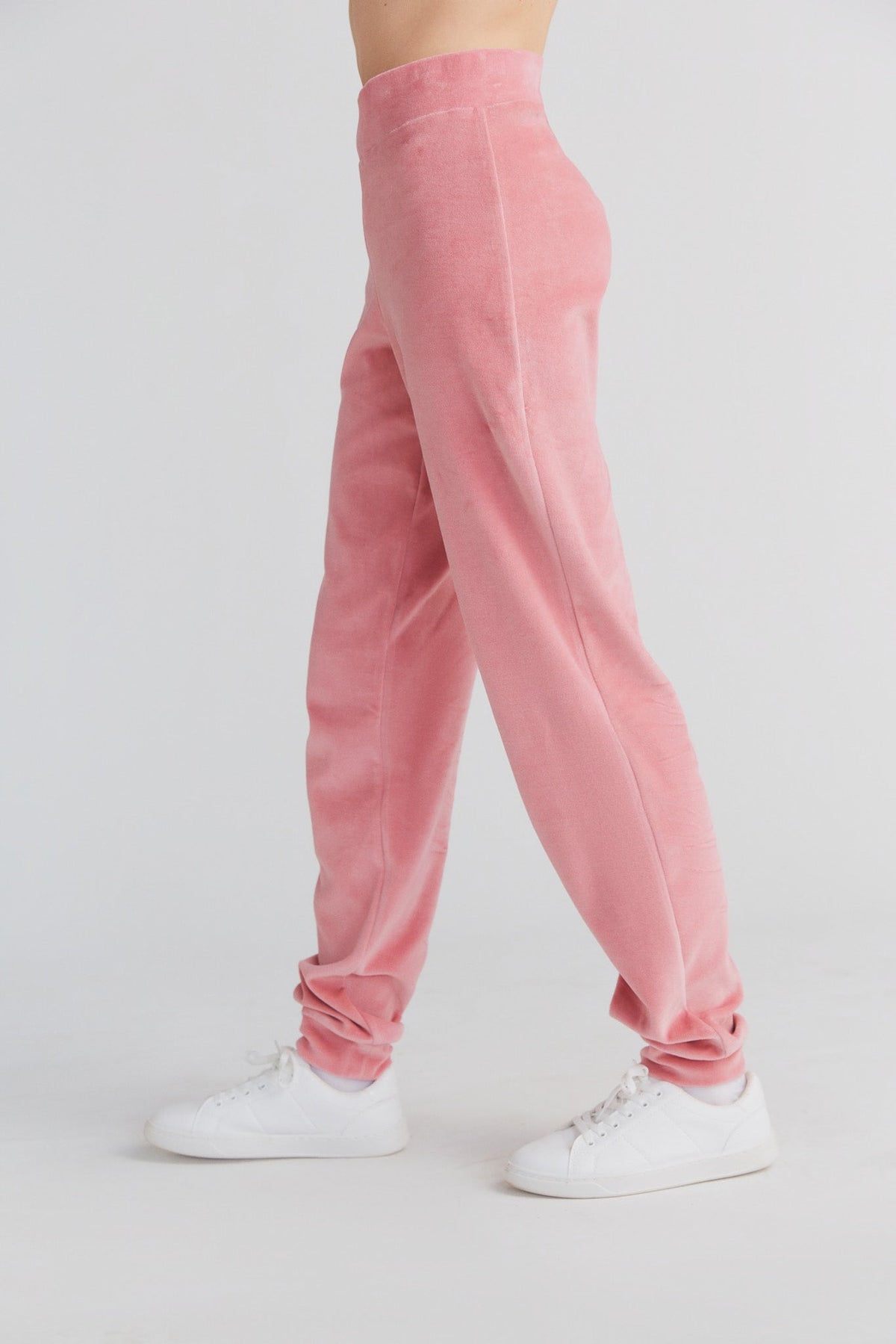 Women's Velour Trousers, Dusty Pink — Leela Cotton, view 2