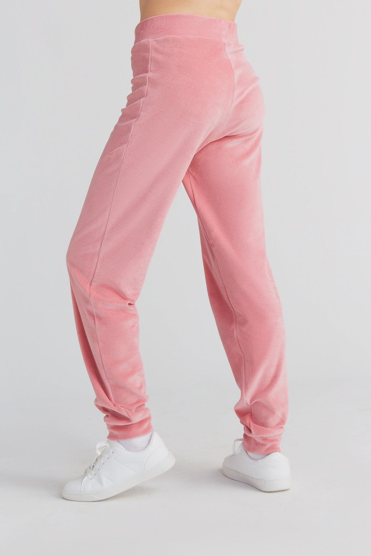 Women's Velour Trousers, Dusty Pink — Leela Cotton, view 3