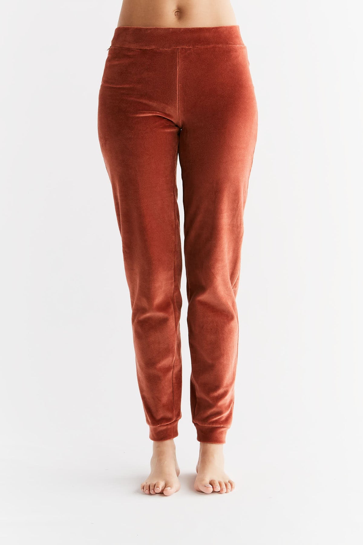 Women's Velour Trousers, Tabasco — Leela Cotton