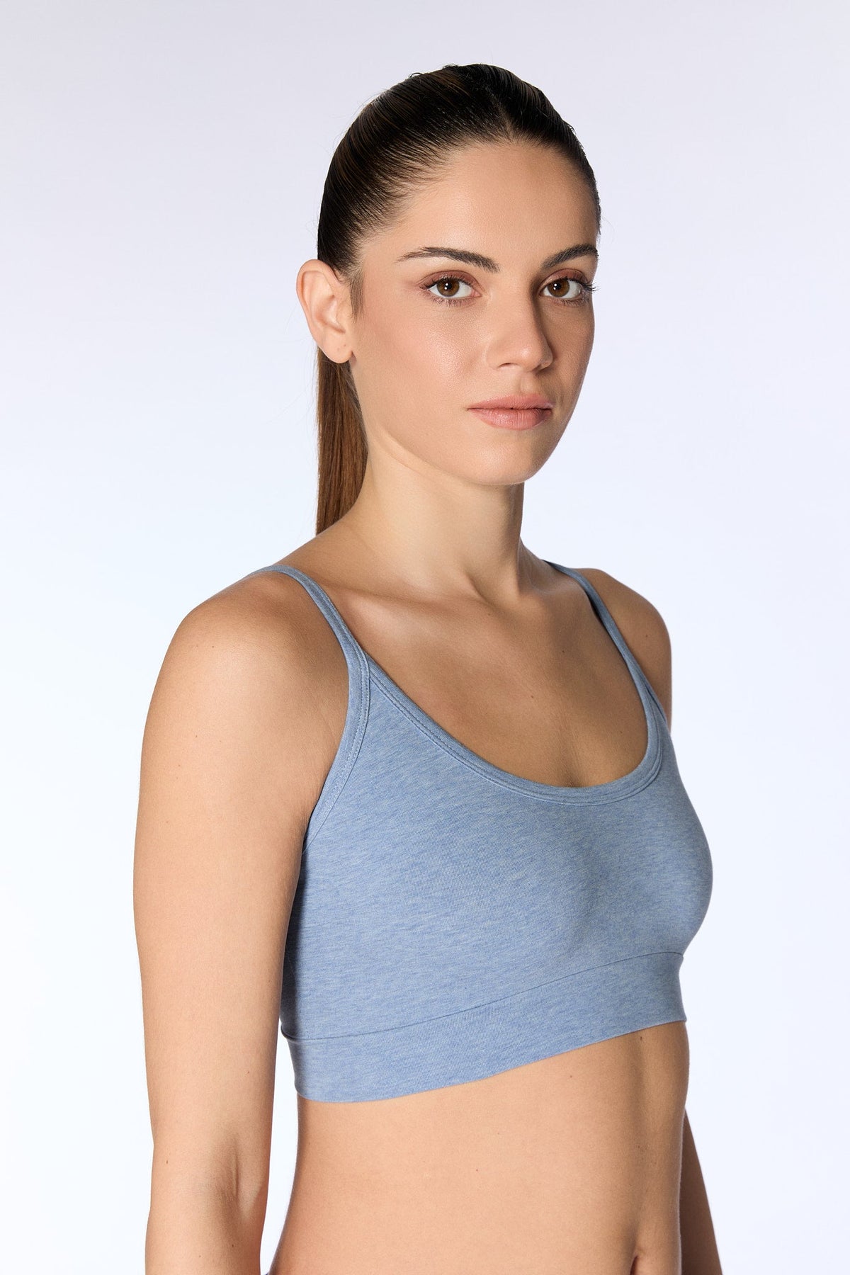 Women's Bustier, Denim Blue-Melange — Albero Natur, view 2