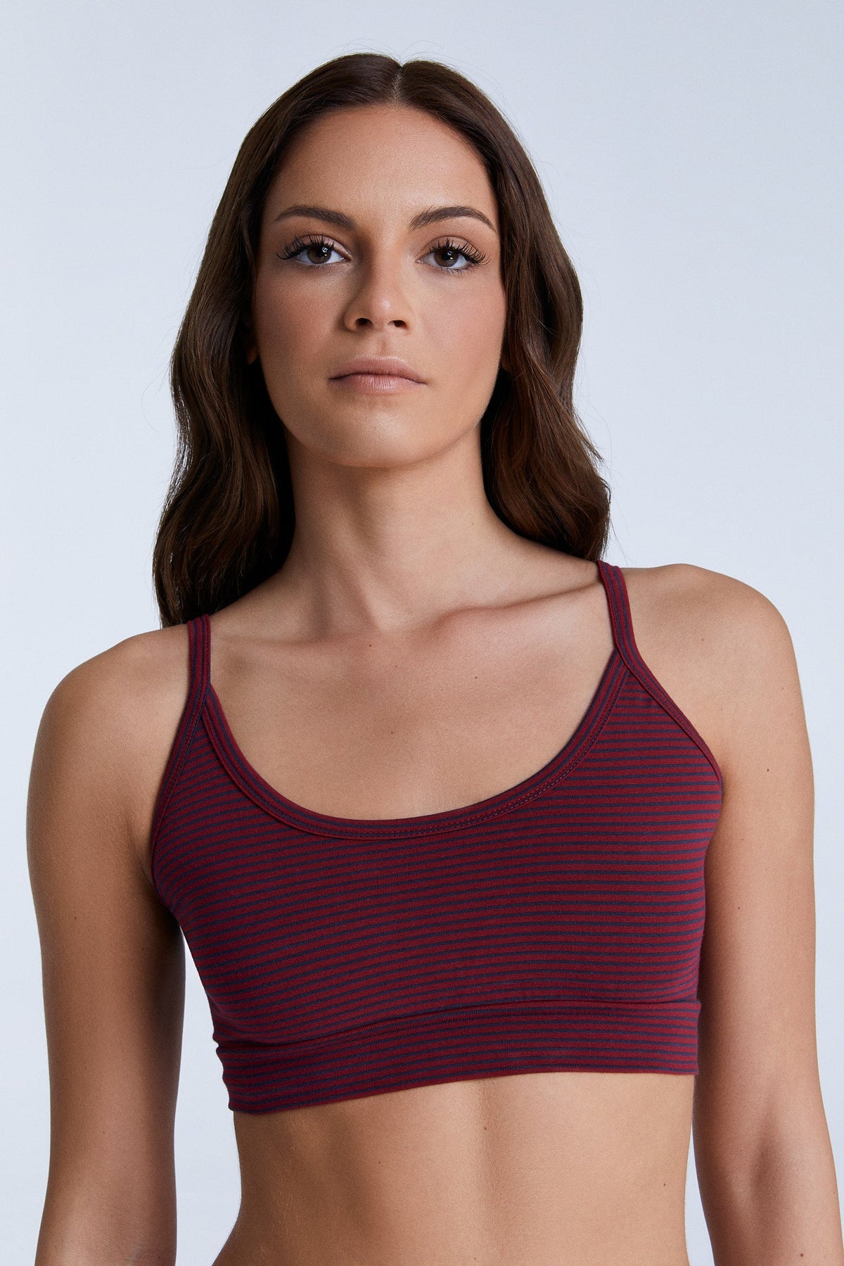 Women's Bustier, Tibet Red / Navy Striped — Albero Natur