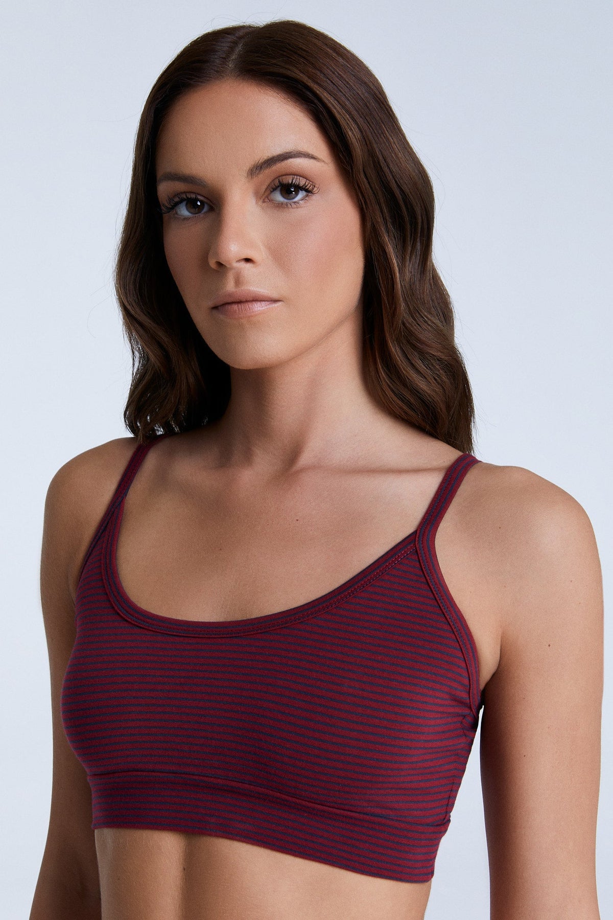 Women's Bustier, Tibet Red / Navy Striped — Albero Natur, view 2
