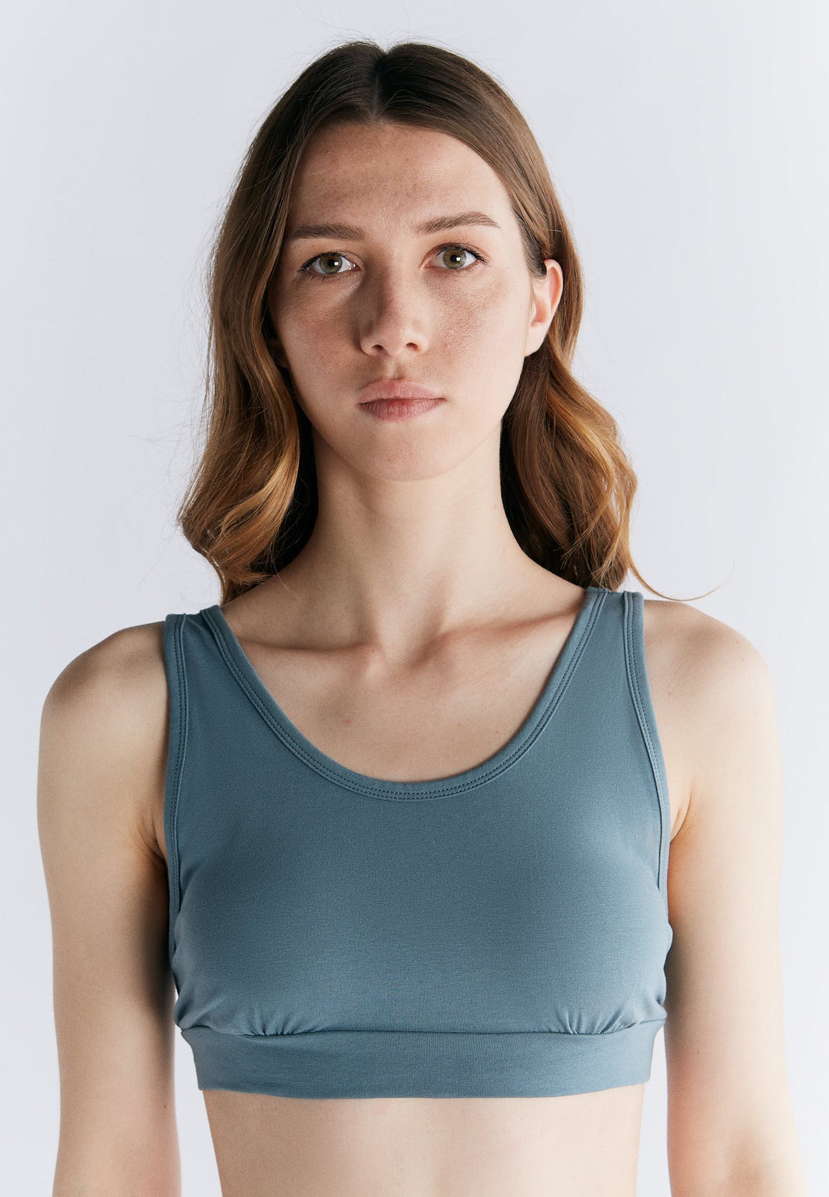 Women's Envelope Bustier, Gobelin Blue — Albero Natur