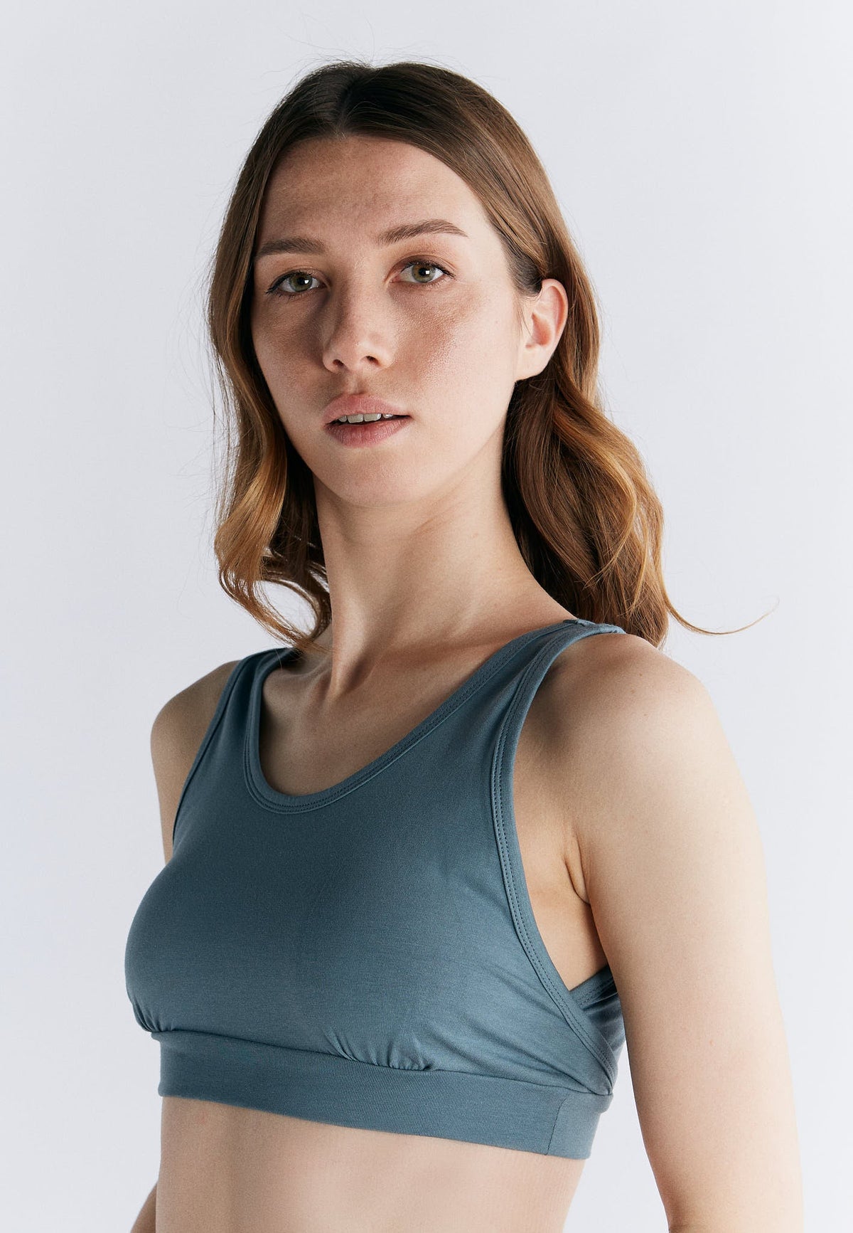 Women's Envelope Bustier, Gobelin Blue — Albero Natur, view 3