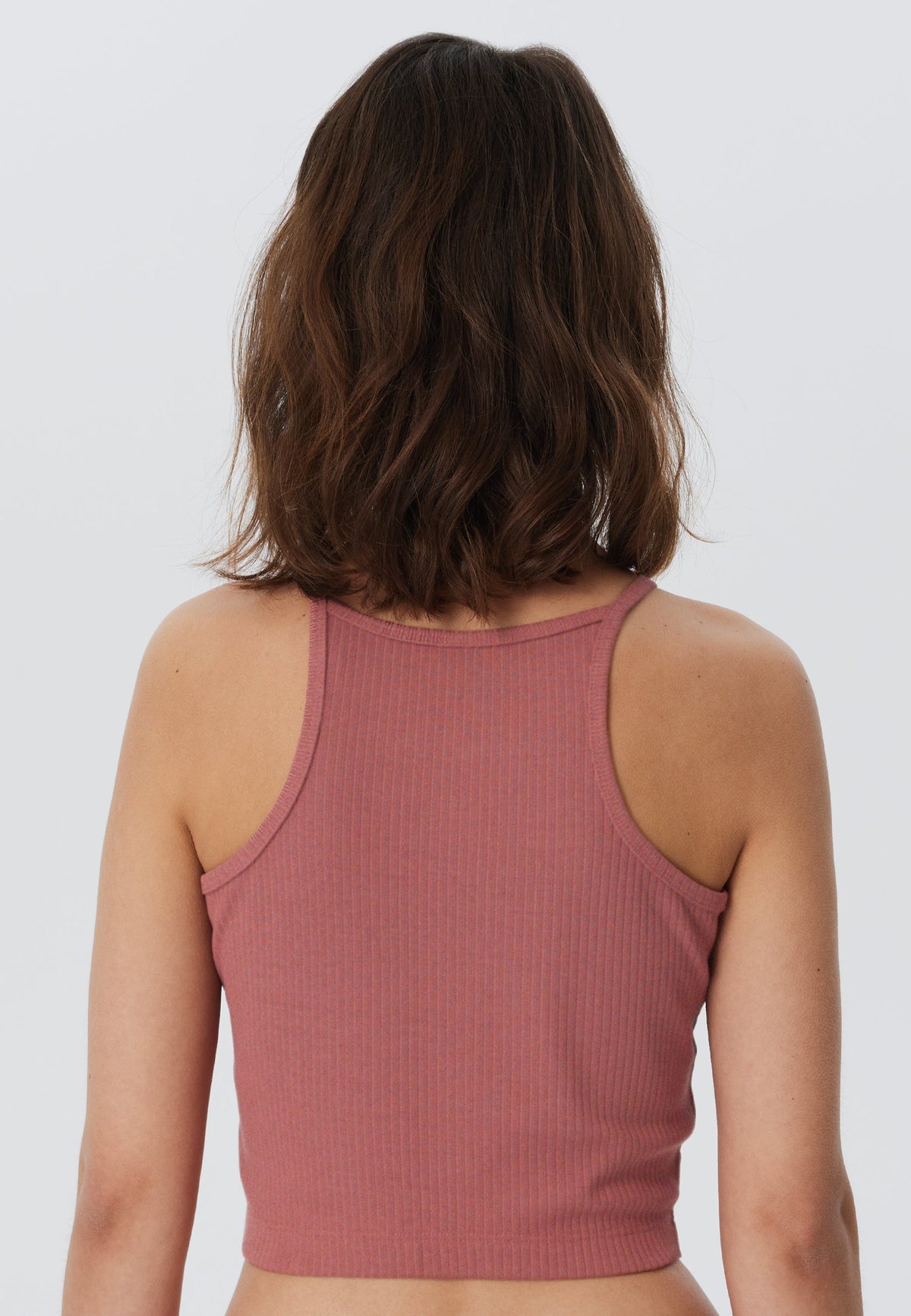 Ribbed Crop Top, Dark Mauve — Leela Cotton, view 2