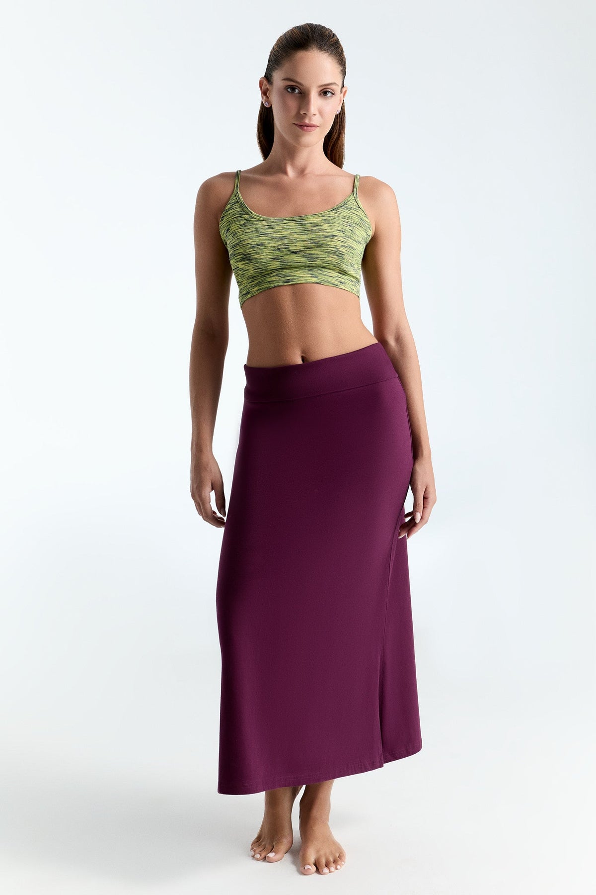 Women's Maxi Skirt, Aubergine — Leela Cotton, view 4