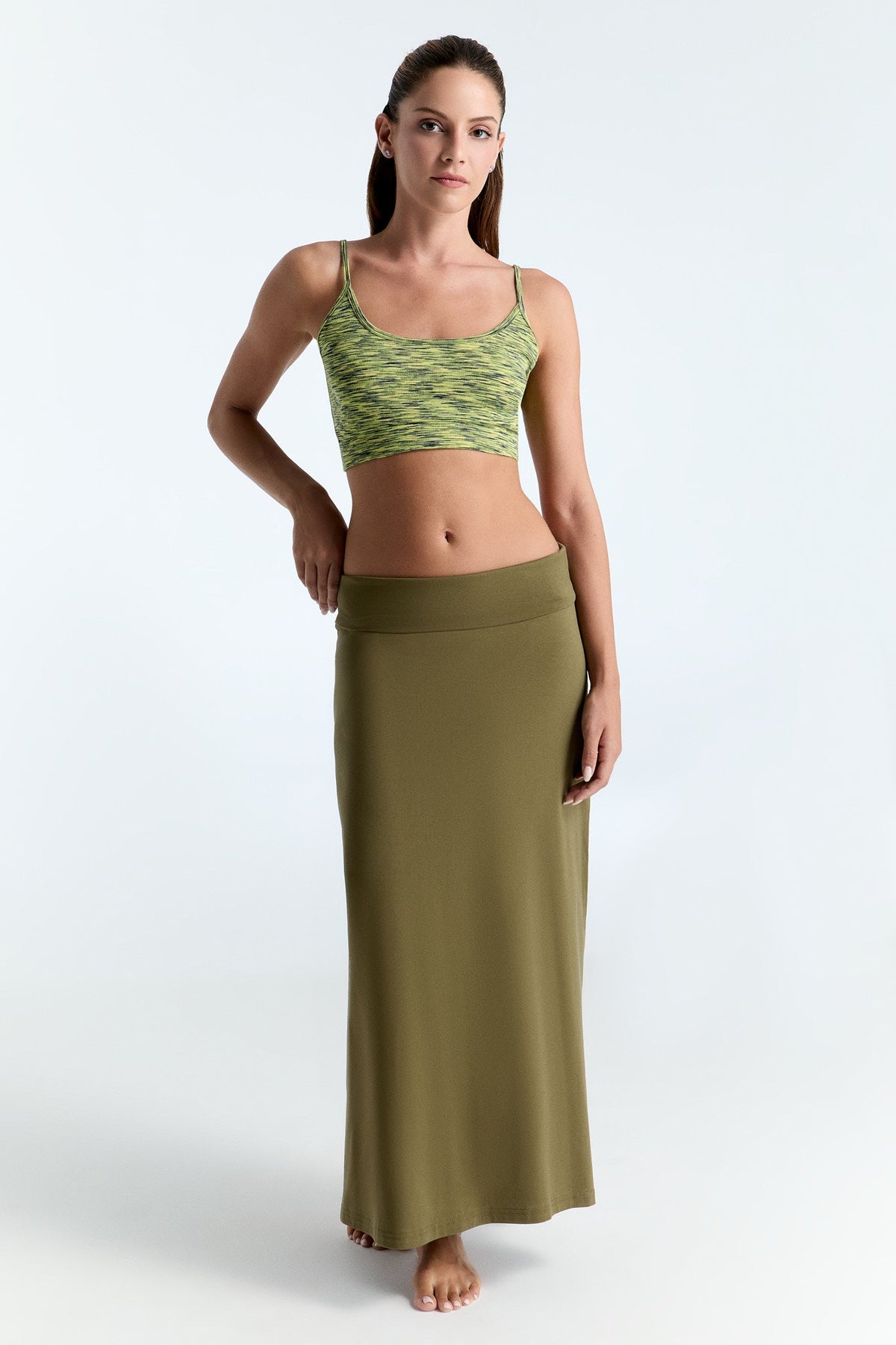 Women's Maxi Skirt, Olive — Leela Cotton, view 4