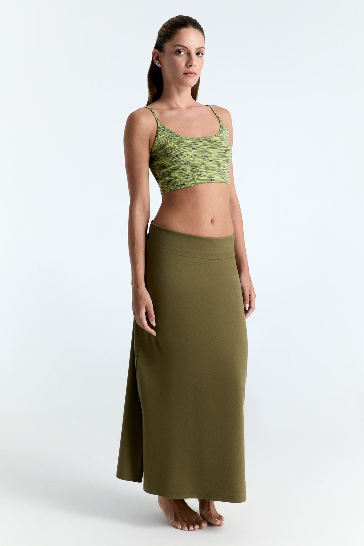 Women's Maxi Skirt, Olive — Leela Cotton, view 5