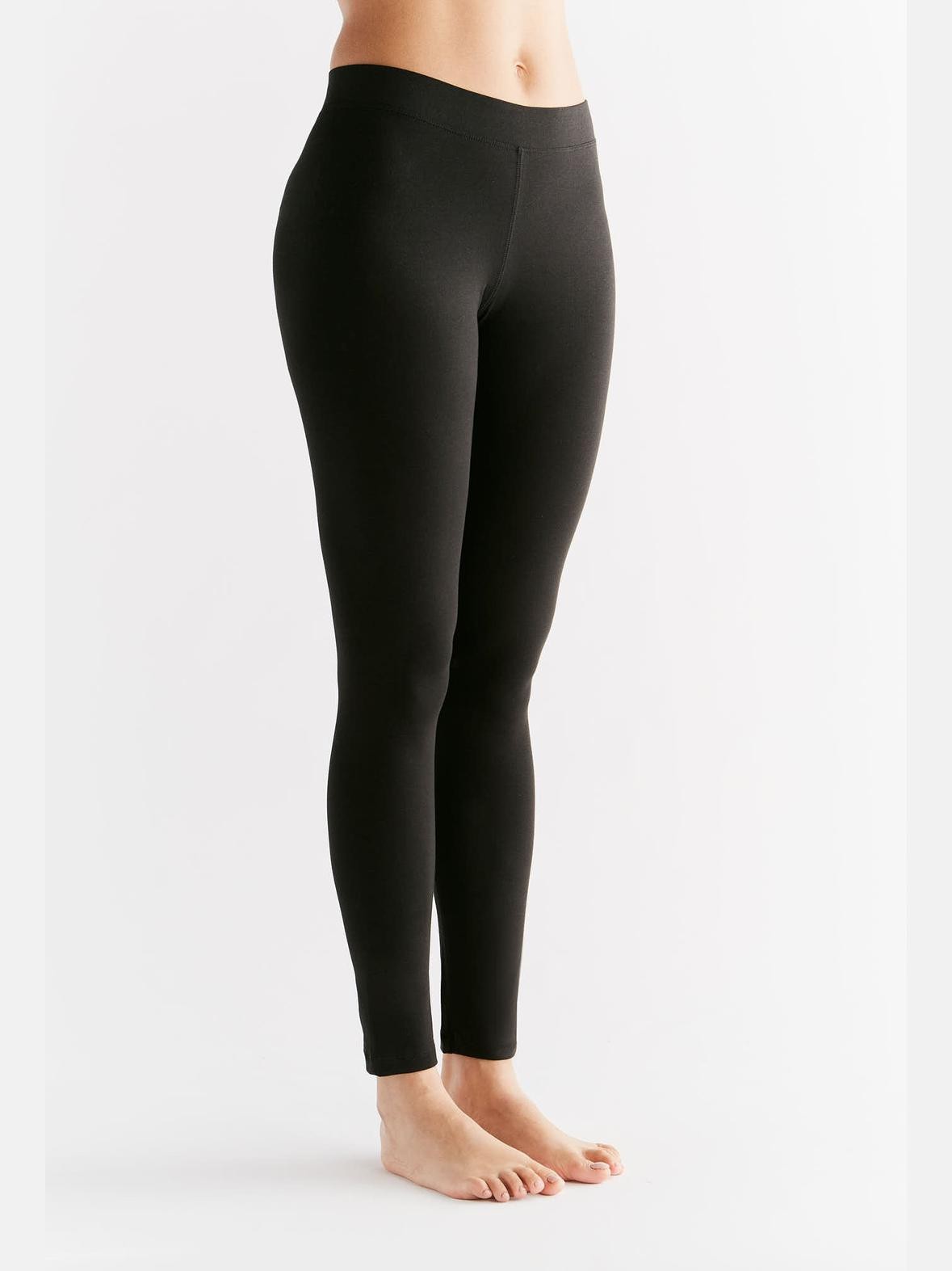 Women's Leggings Cotton Jersey, Black — Leela Cotton, view 2