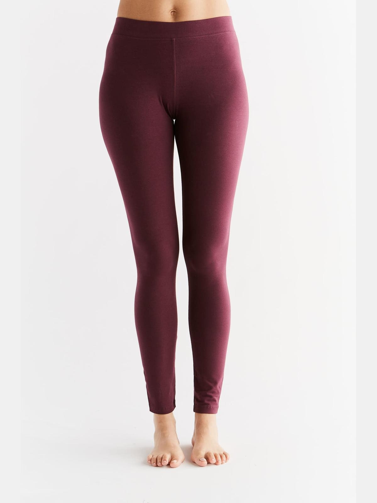 Women's Leggings Cotton Jersey, Aubergine — Leela Cotton