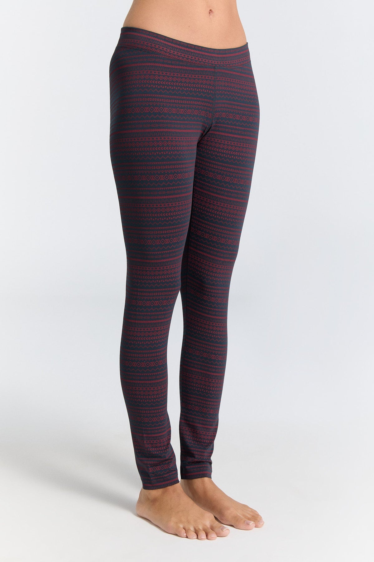Women's Leggings Cotton Jersey, Geometric Navy Tibet Red — Leela Cotton, view 2