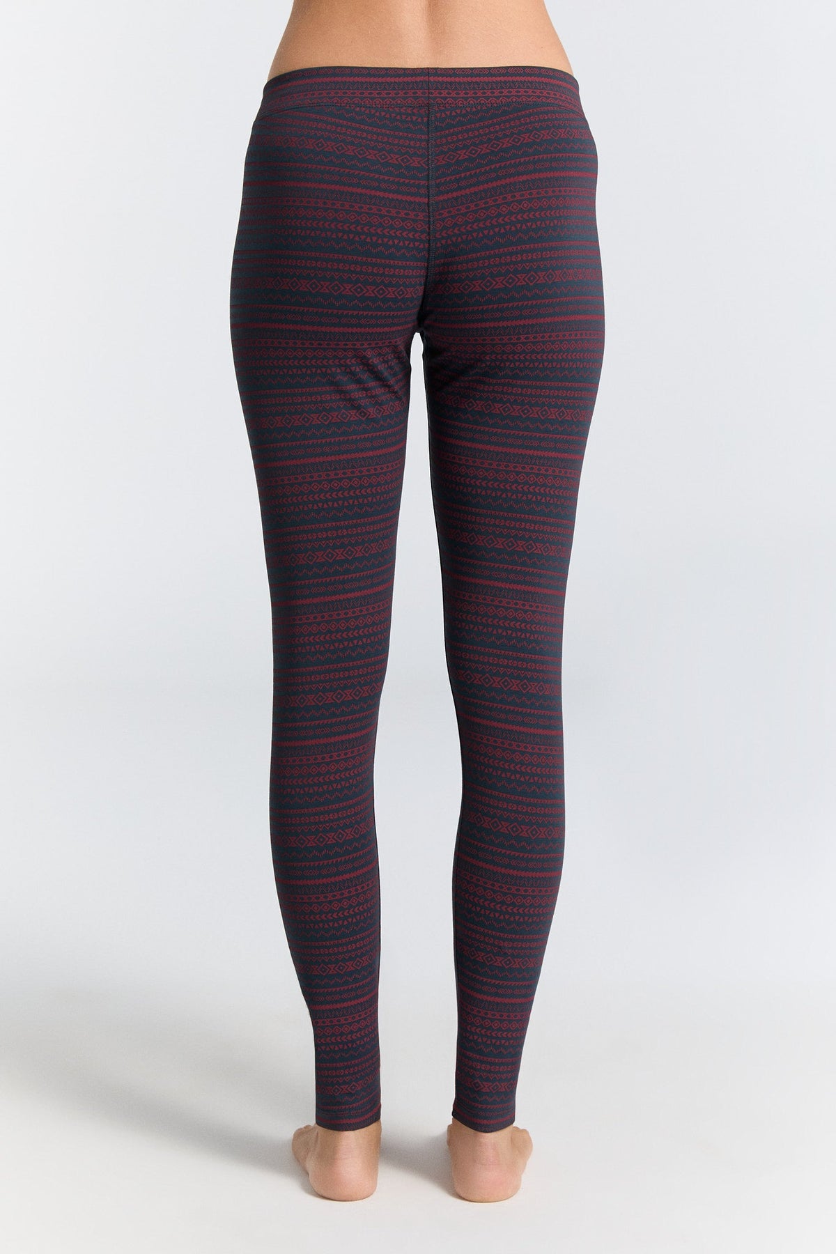 Women's Leggings Cotton Jersey, Geometric Navy Tibet Red — Leela Cotton, view 3