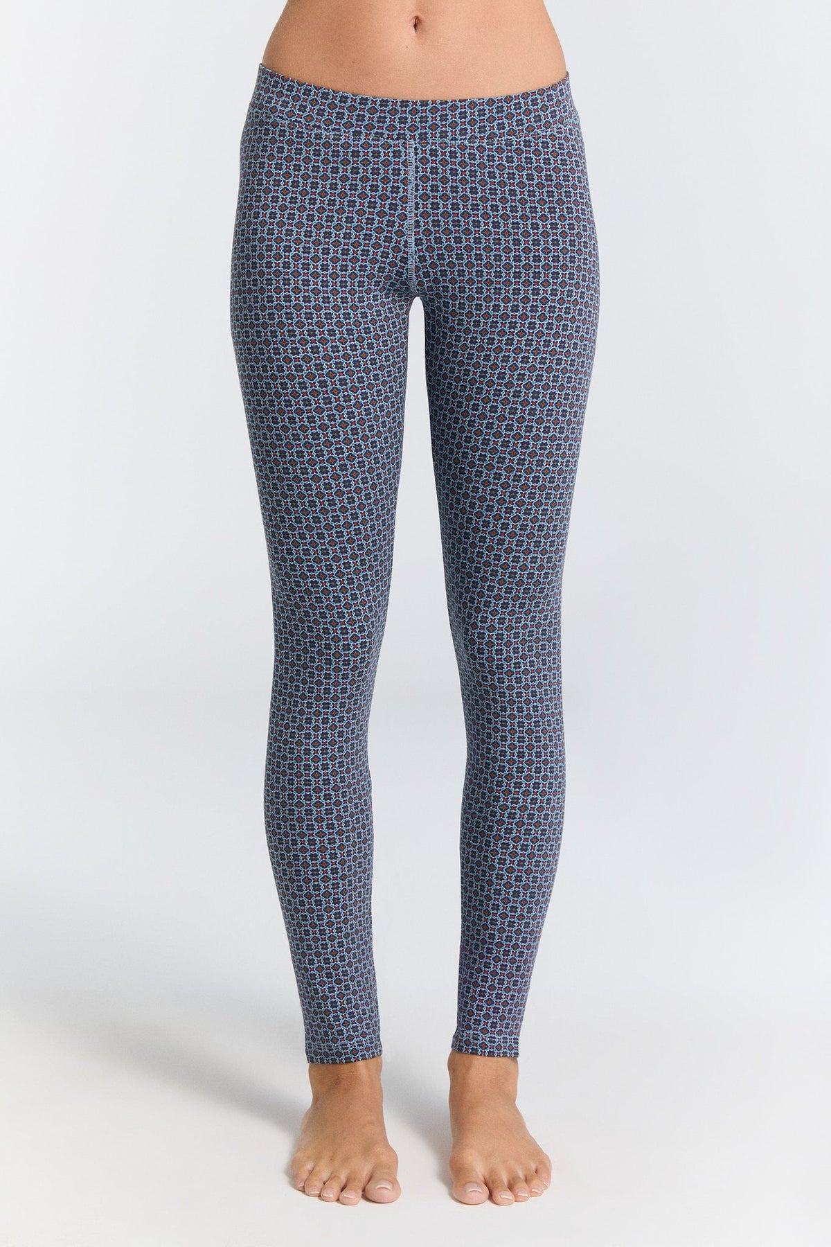 Women's Leggings Cotton Jersey, Floral Geo — Leela Cotton