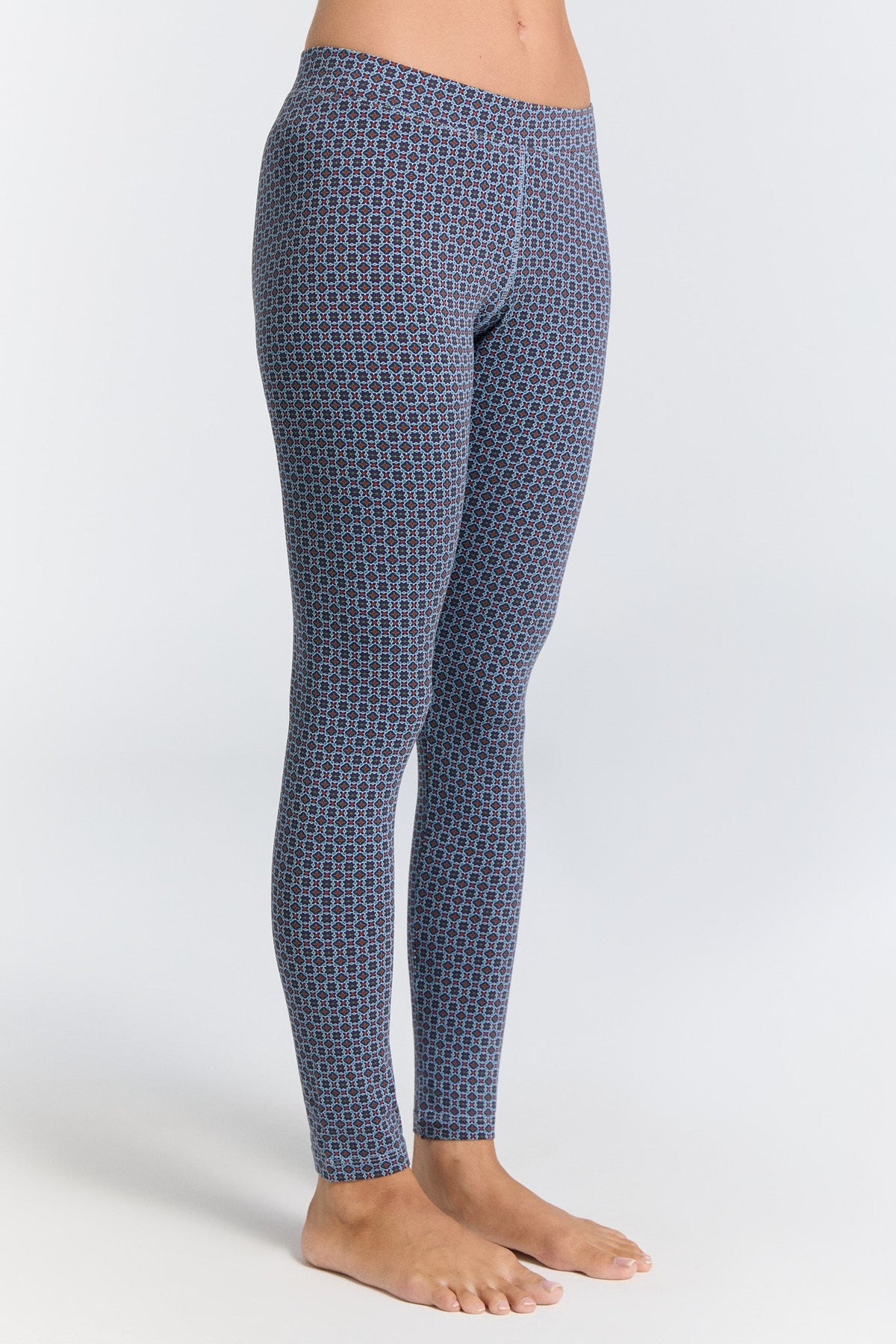 Women's Leggings Cotton Jersey, Floral Geo — Leela Cotton, view 2