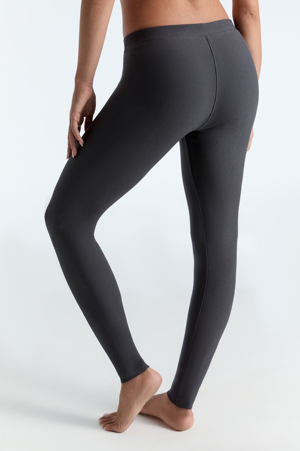 Women's Warm Leggings, Anthracite — Leela Cotton, view 2