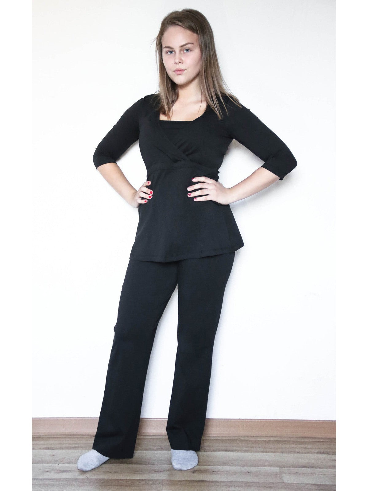 Women's Nursing Tunic, Black — Leela Cotton