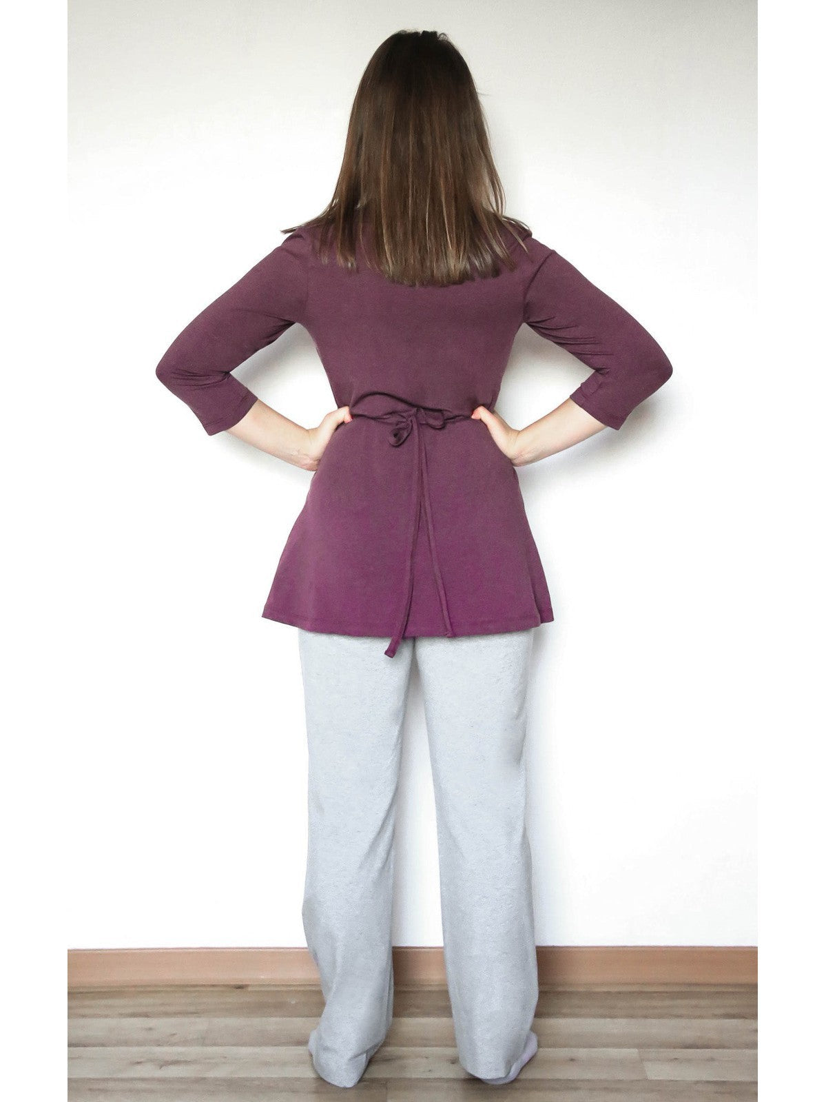 Women's Nursing Tunic, Aubergine — Leela Cotton, view 2