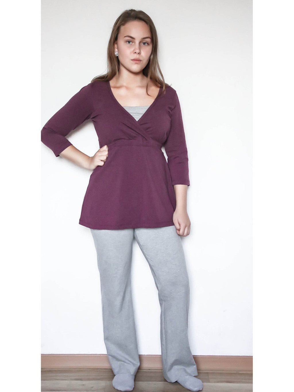 Women's Nursing Tunic, Aubergine