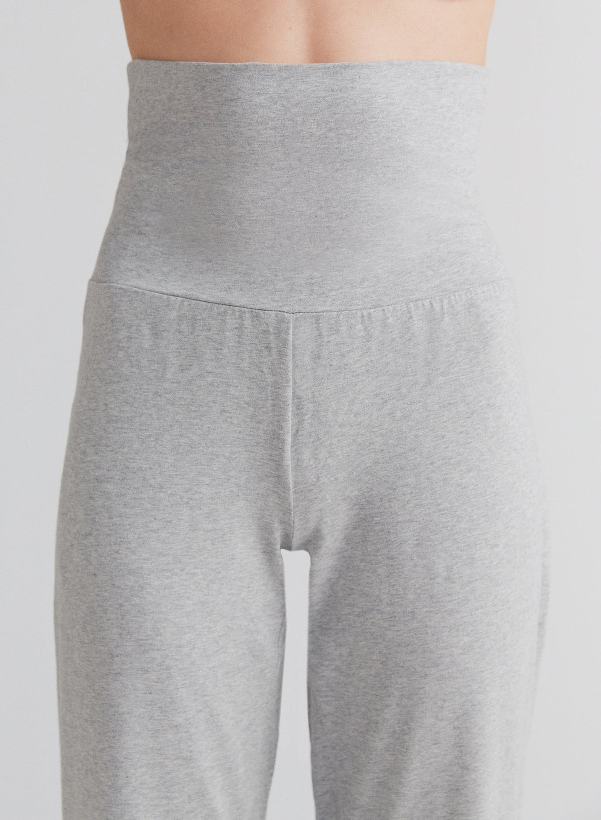 Women's Trousers with Fold-Over Waistband, Grey - Melange