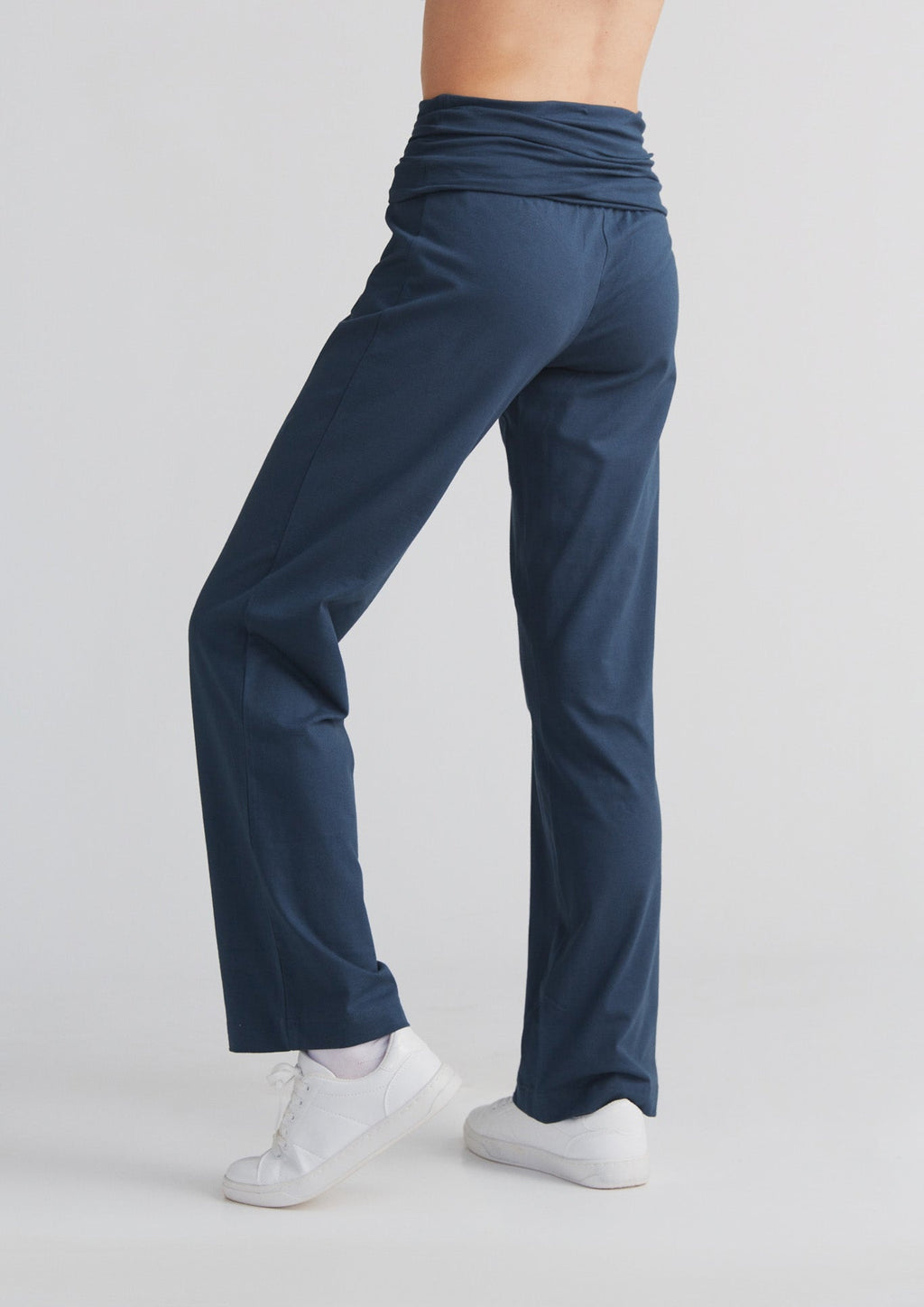 Women's Trousers with Fold-Over Waistband, Navy