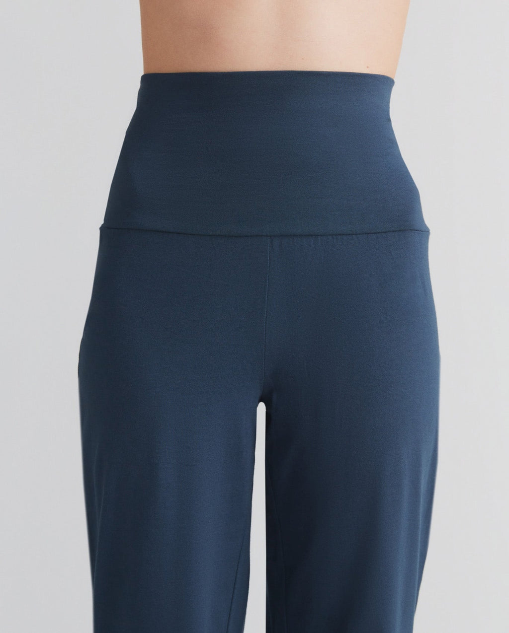 Women's Trousers with Fold-Over Waistband, Navy