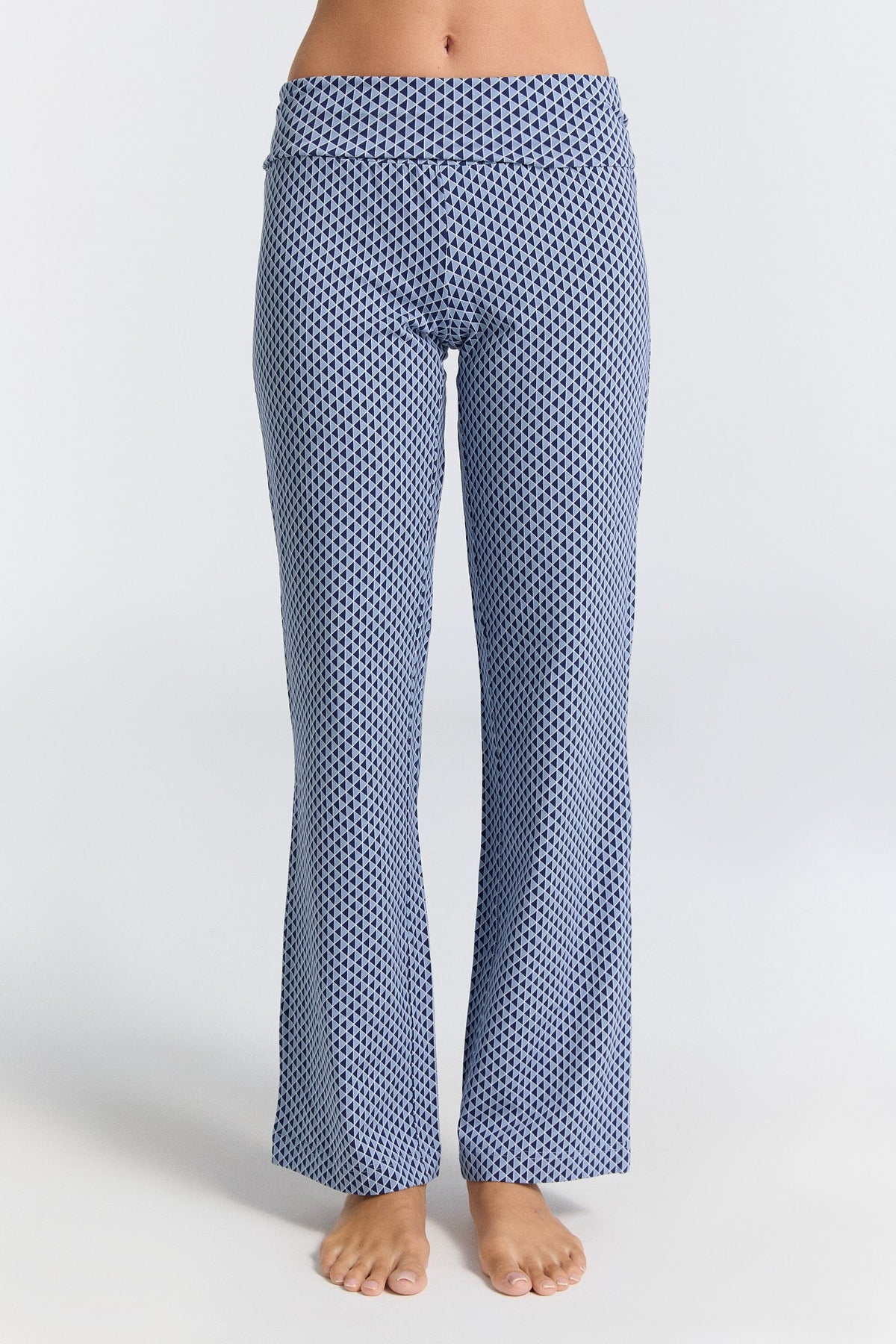 Women's Trousers with Fold Over Waistband Geo Wave — Leela Cotton