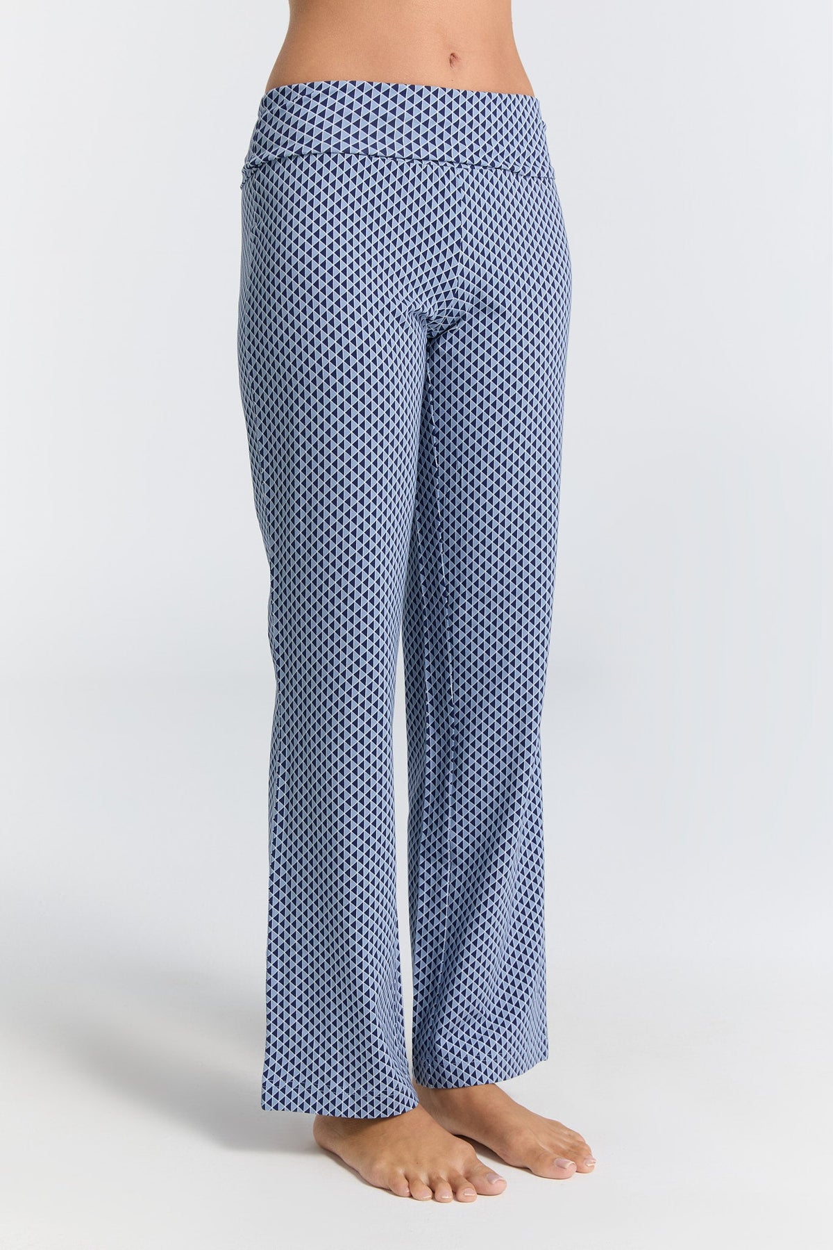Women's Trousers with Fold Over Waistband Geo Wave — Leela Cotton, view 2