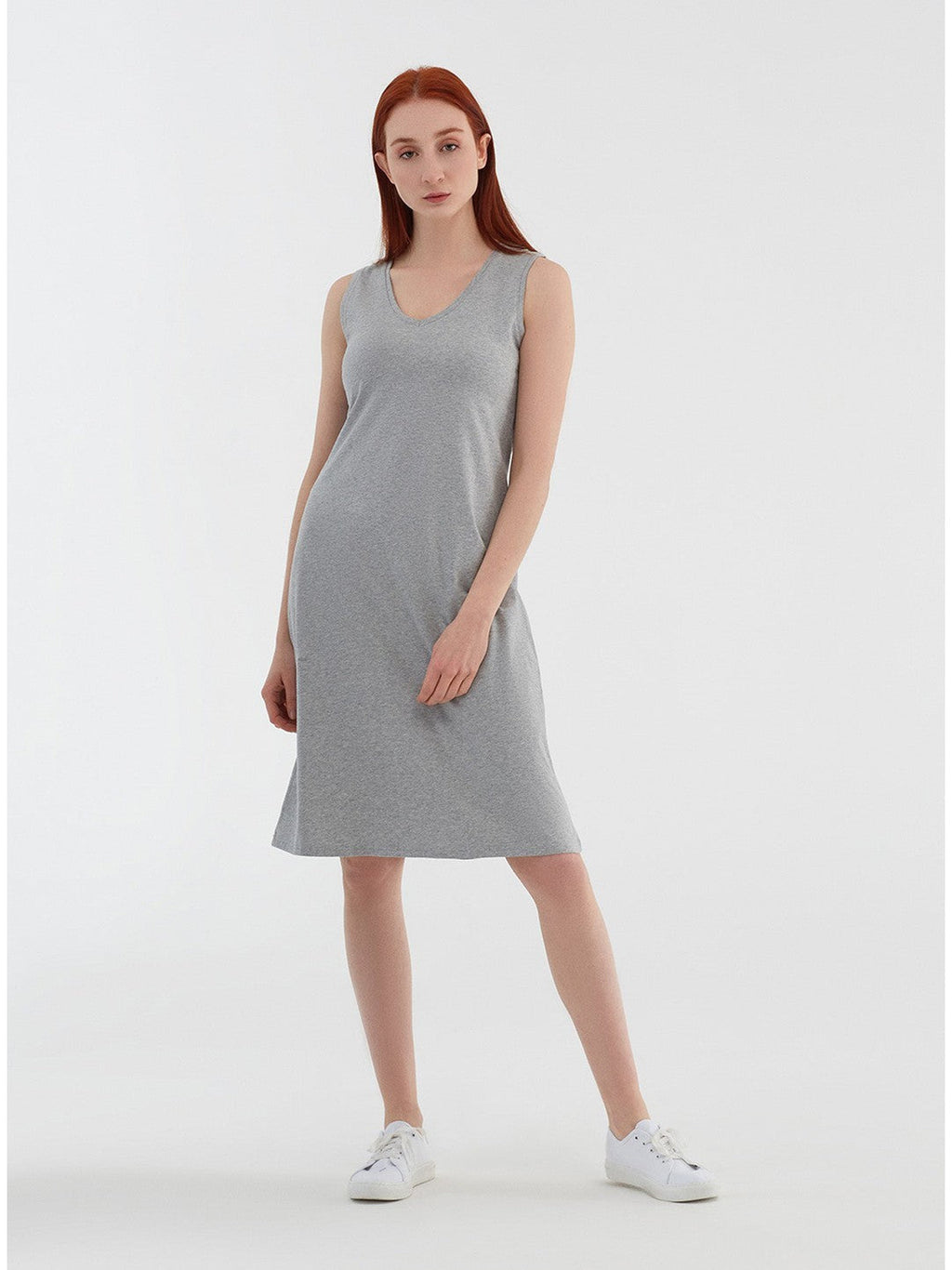 Sleeveless Dress, Grey - Melange