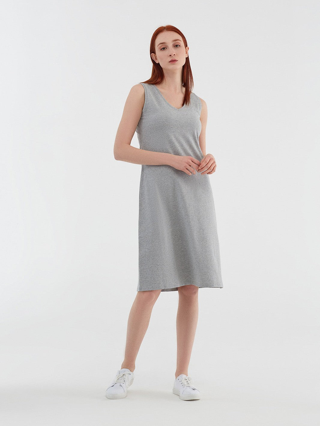 Sleeveless Dress, Grey - Melange