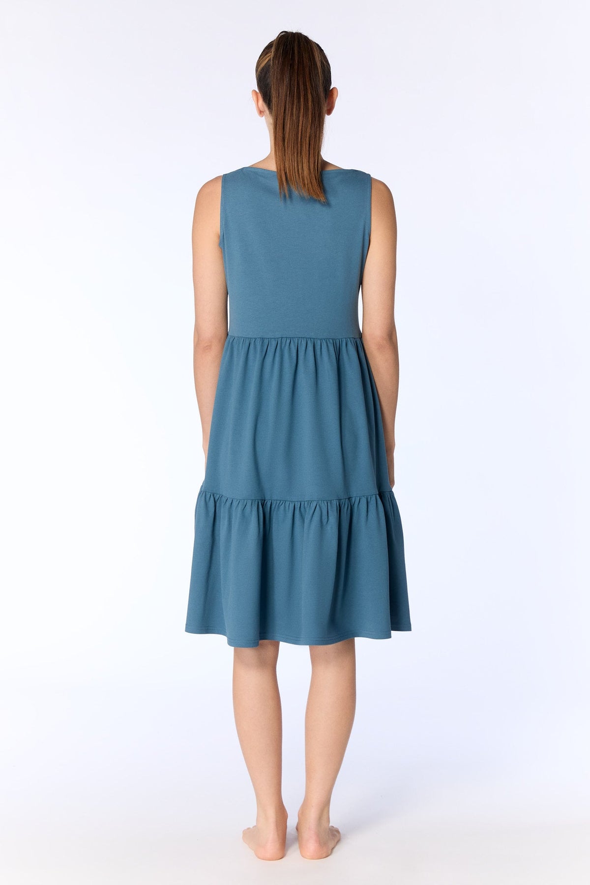 Ruffle Dress, Alpine Grey — Leela Cotton, view 2