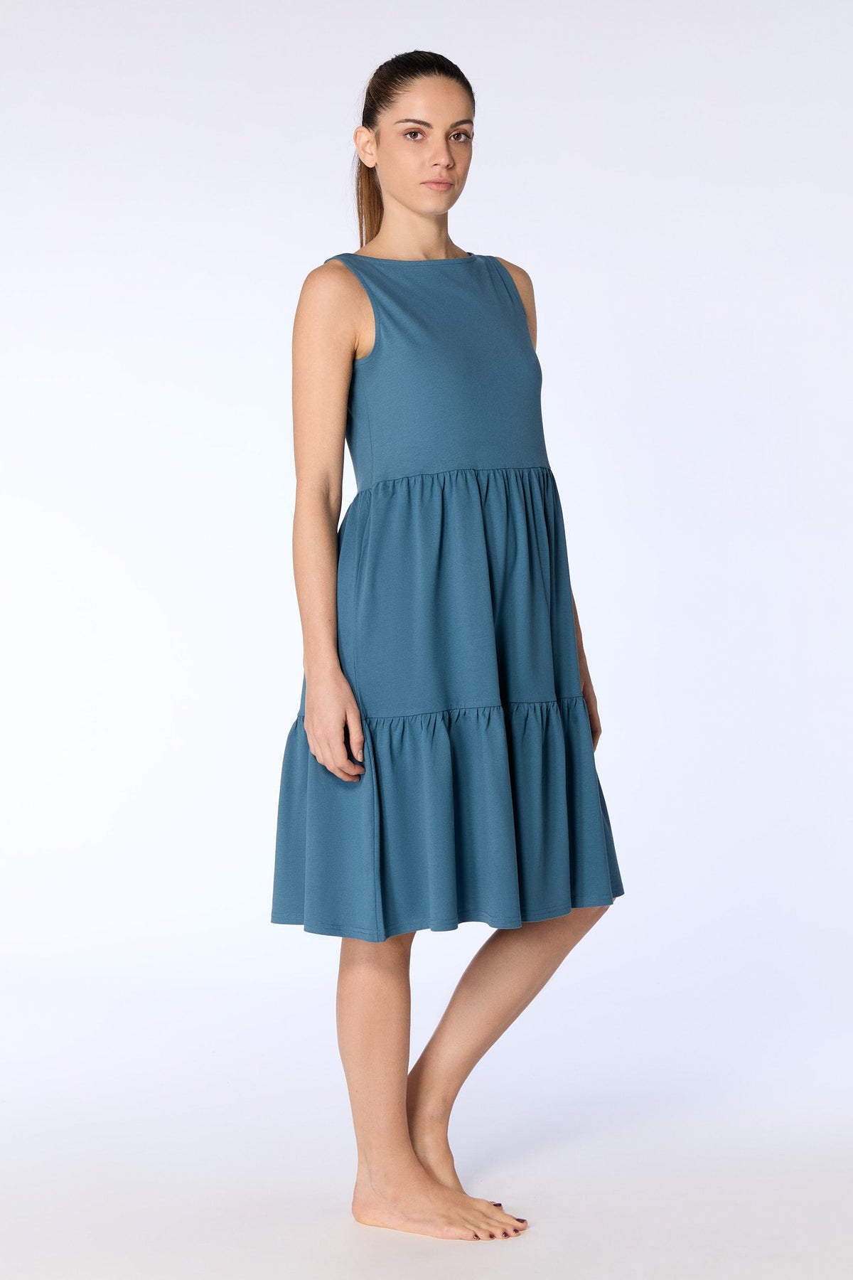 Ruffle Dress, Alpine Grey
