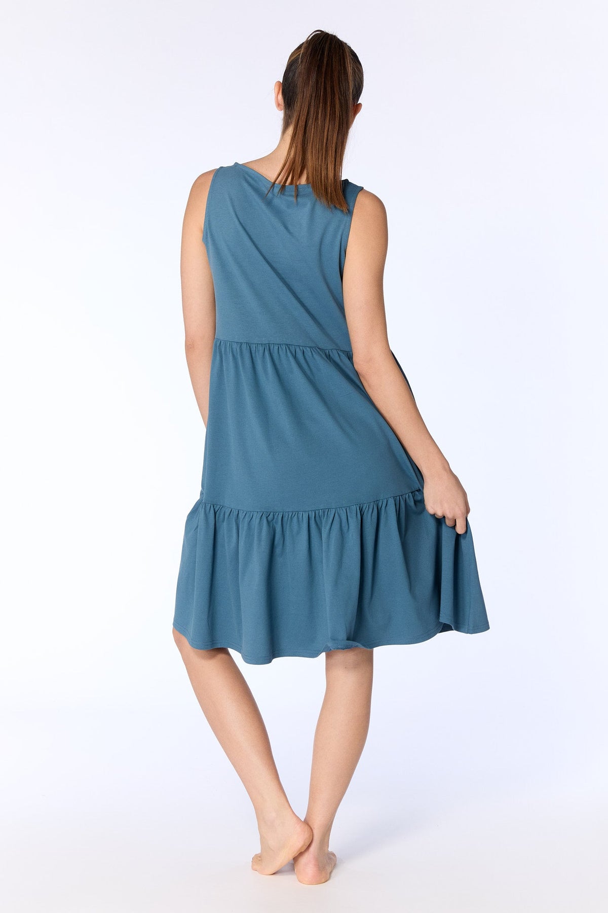 Ruffle Dress, Alpine Grey