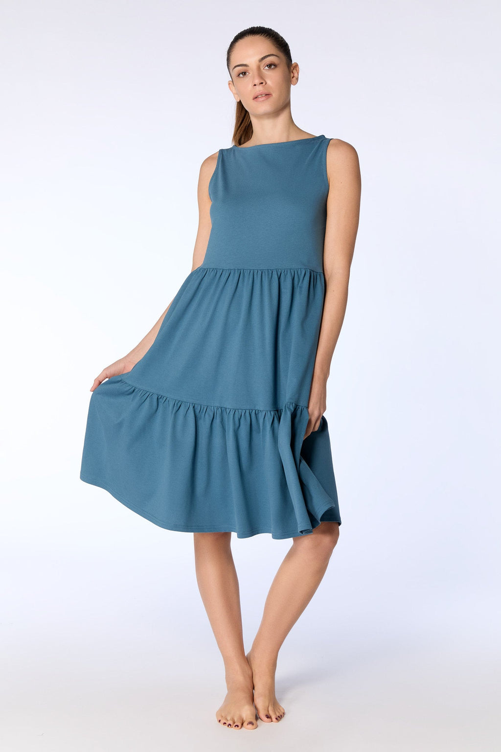 Ruffle Dress, Alpine Grey