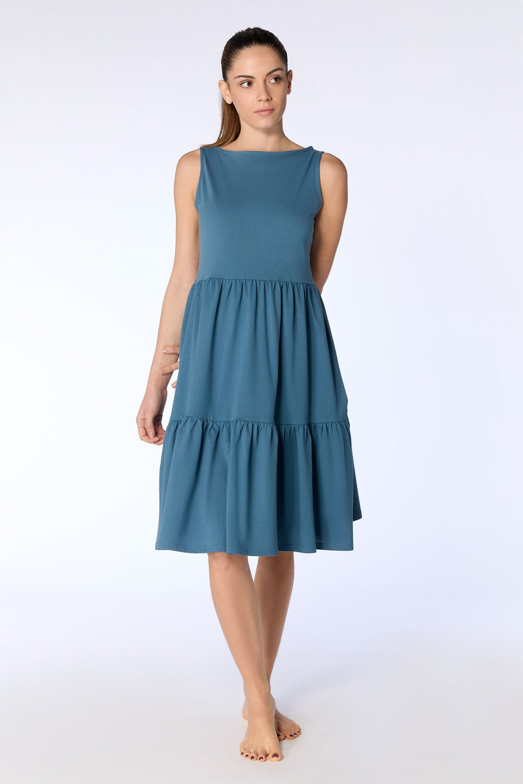 Ruffle Dress, Alpine Grey