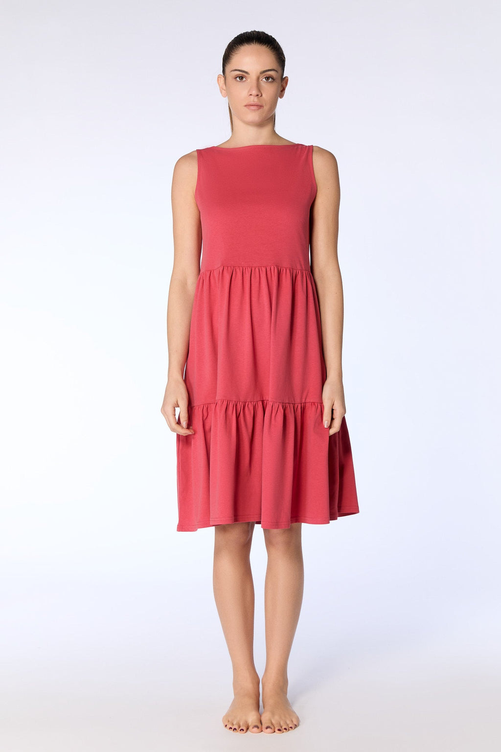 Ruffle Dress, Cardinal Red