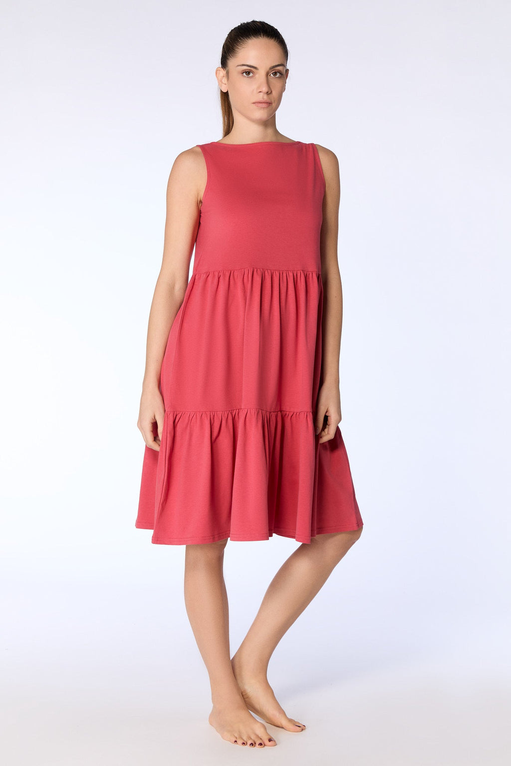 Ruffle Dress, Cardinal Red