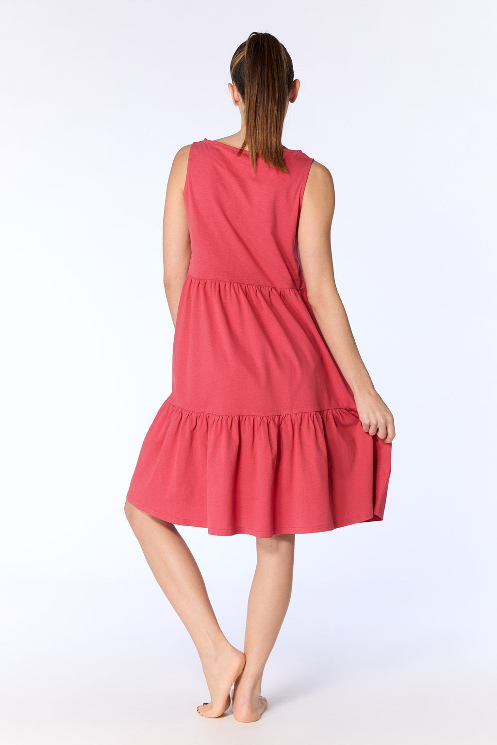 Ruffle Dress, Cardinal Red
