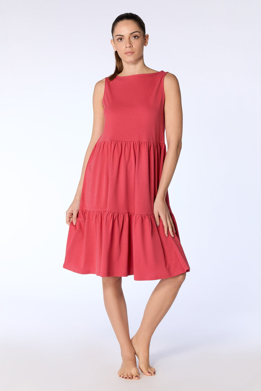 Ruffle Dress, Cardinal Red