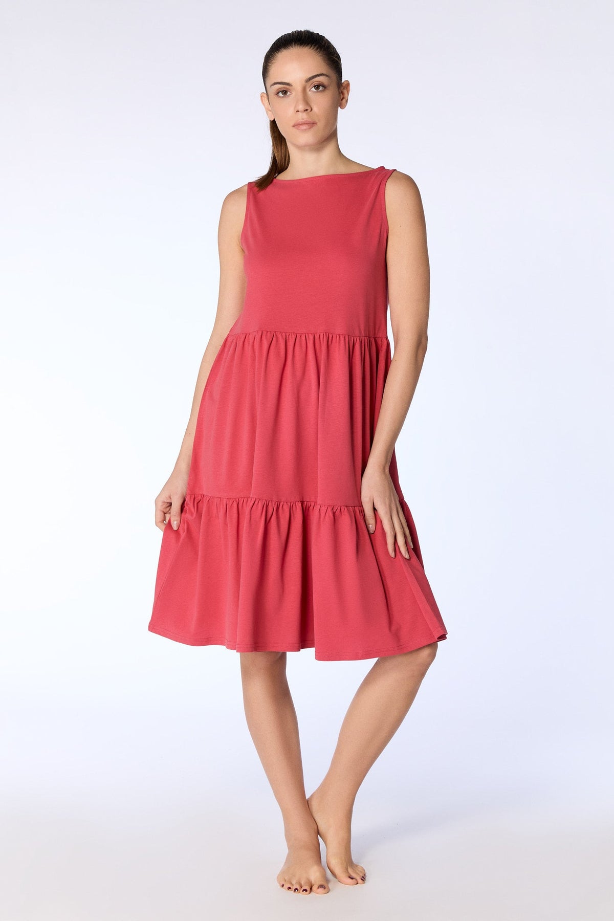 Ruffle Dress, Cardinal Red