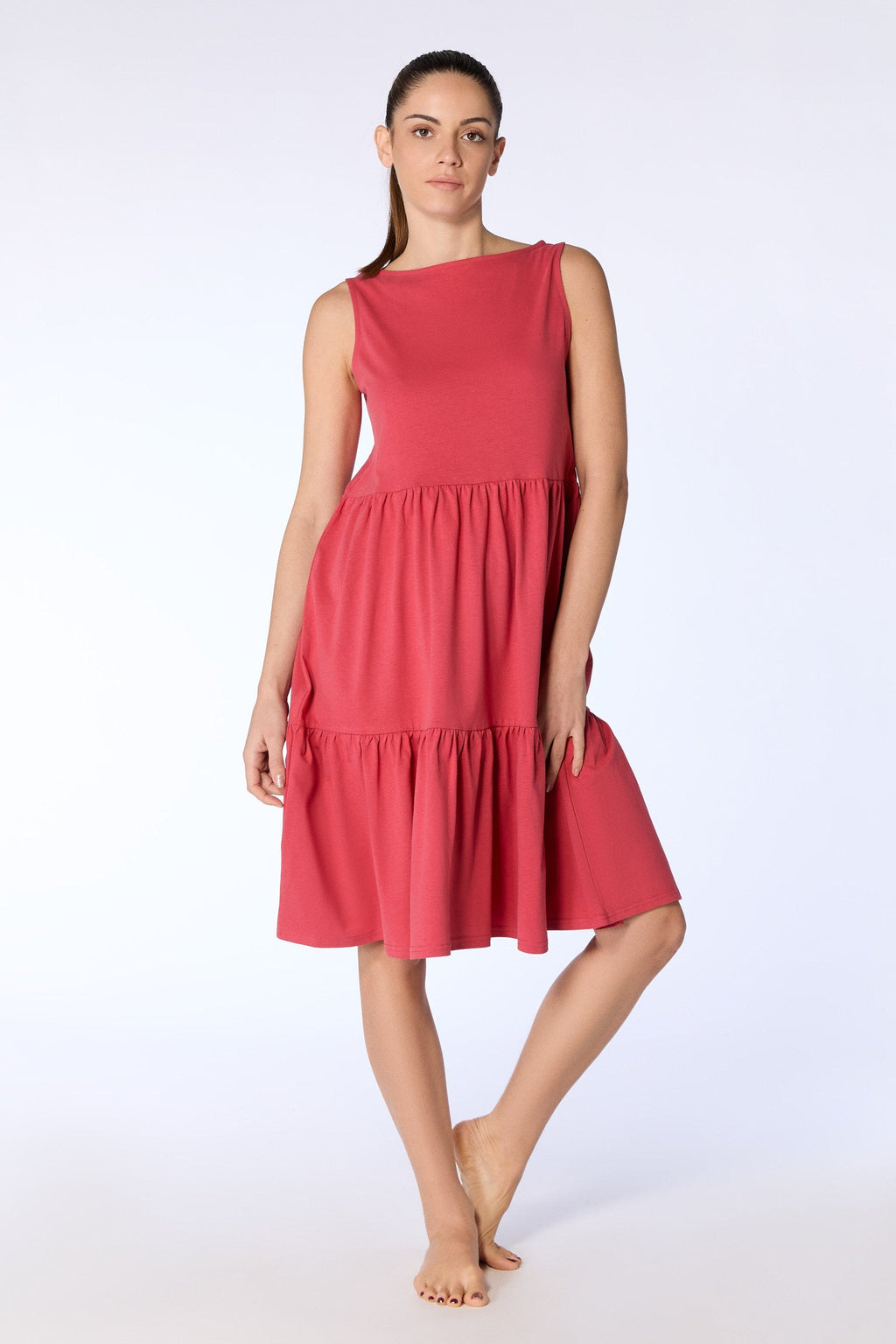 Ruffle Dress, Cardinal Red