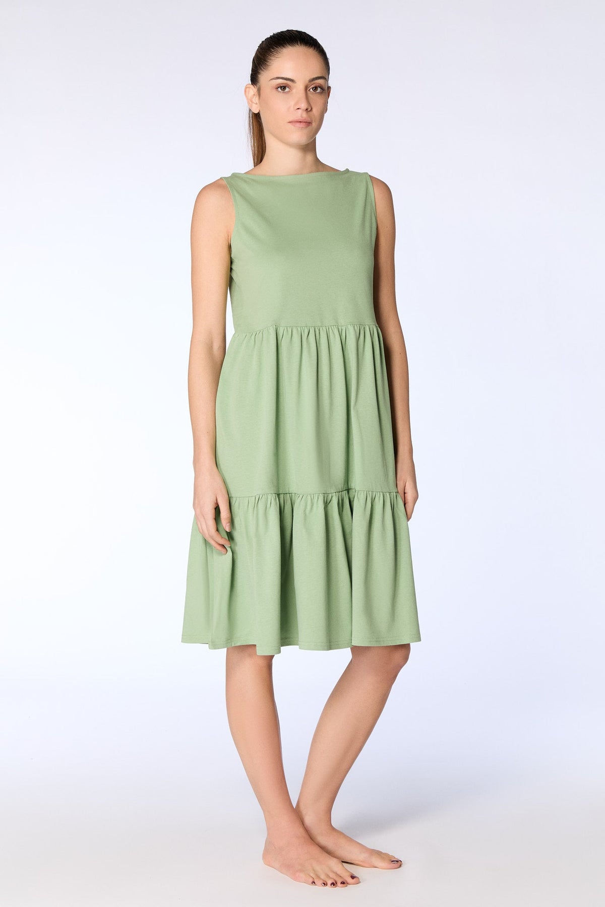 Ruffle Dress, Basil