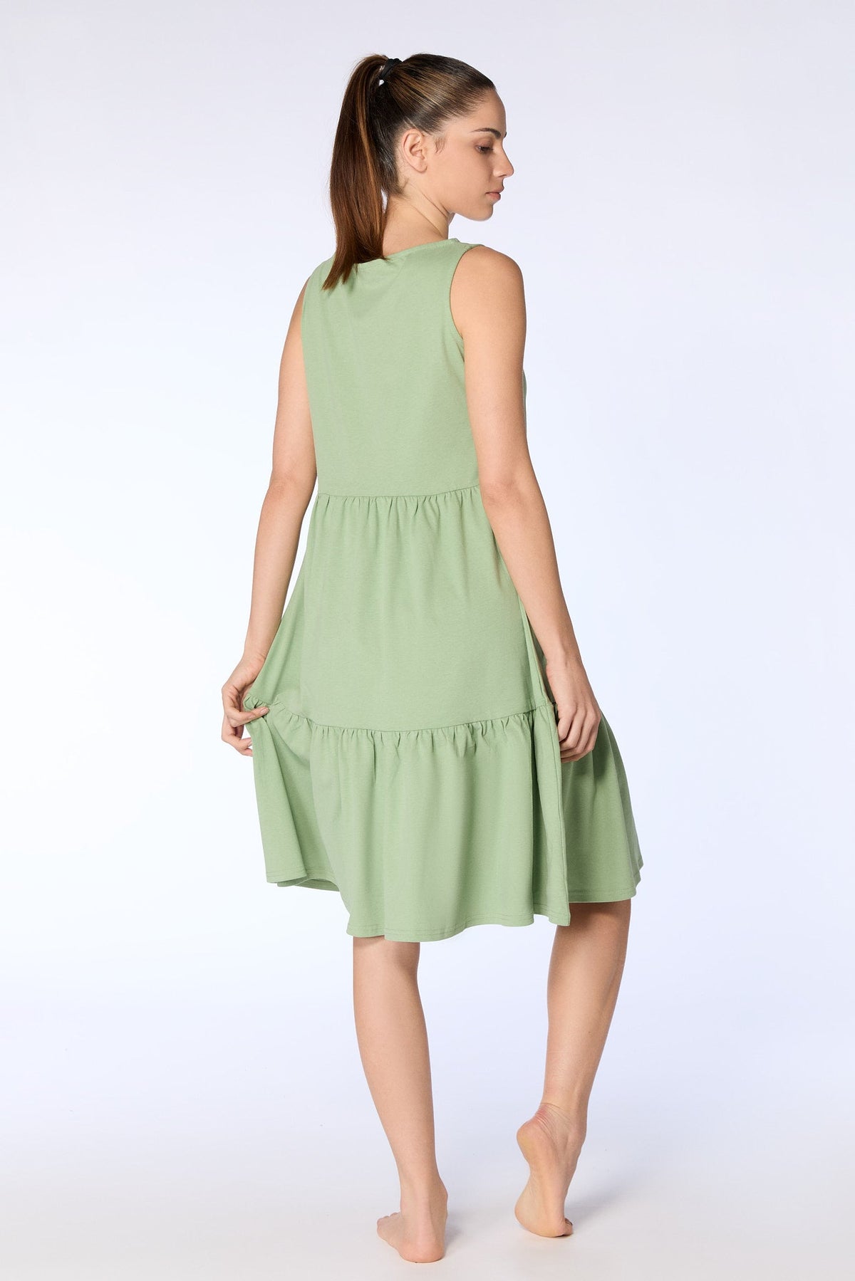Ruffle Dress, Basil