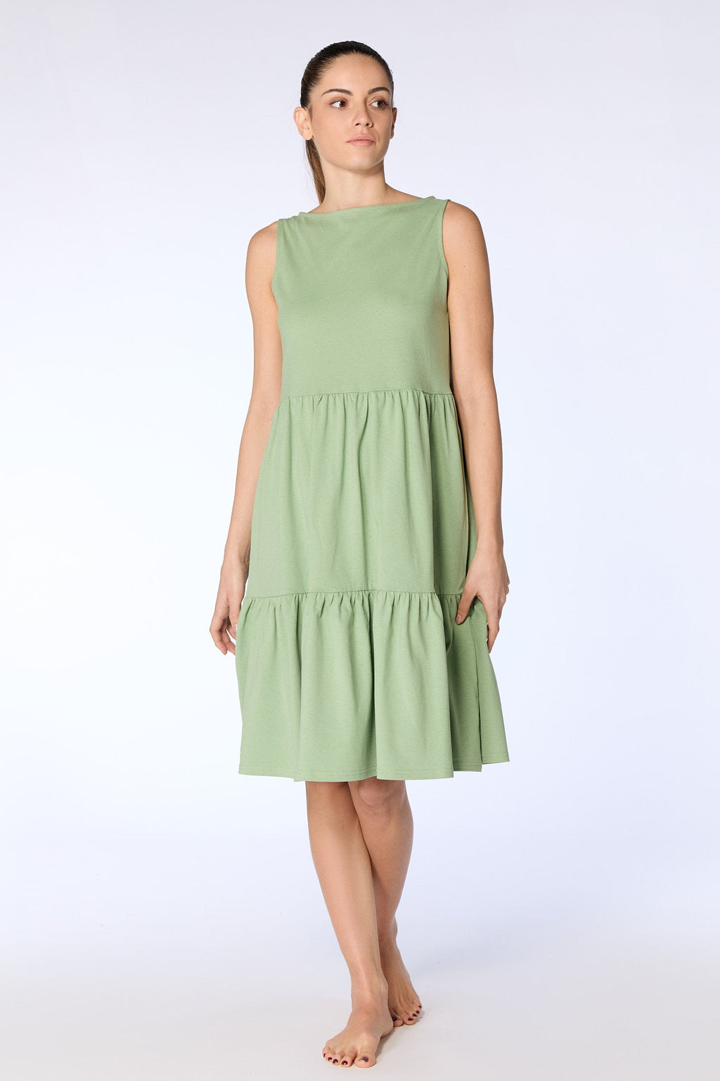 Ruffle Dress, Basil