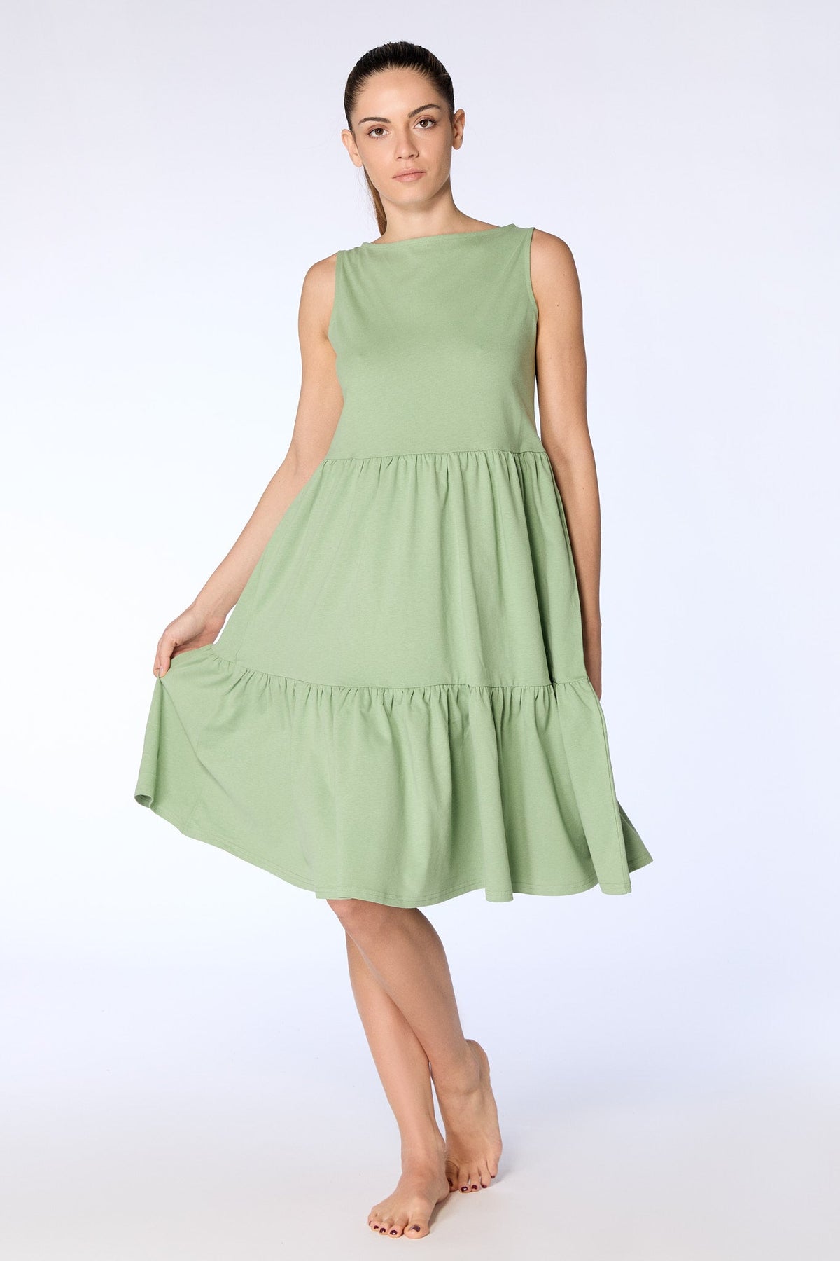 Ruffle Dress, Basil