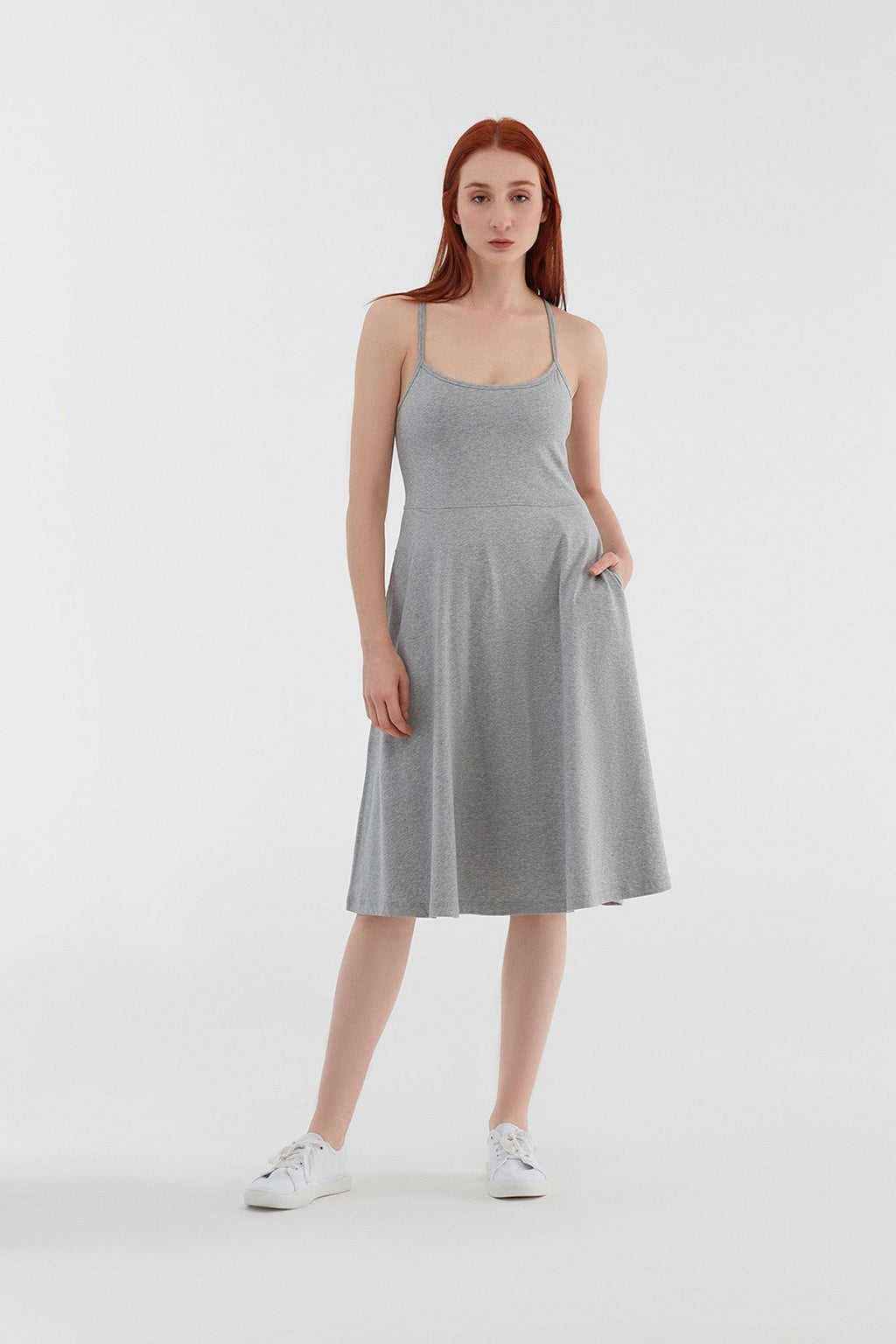 Pinafore Dress, Grey - Melange