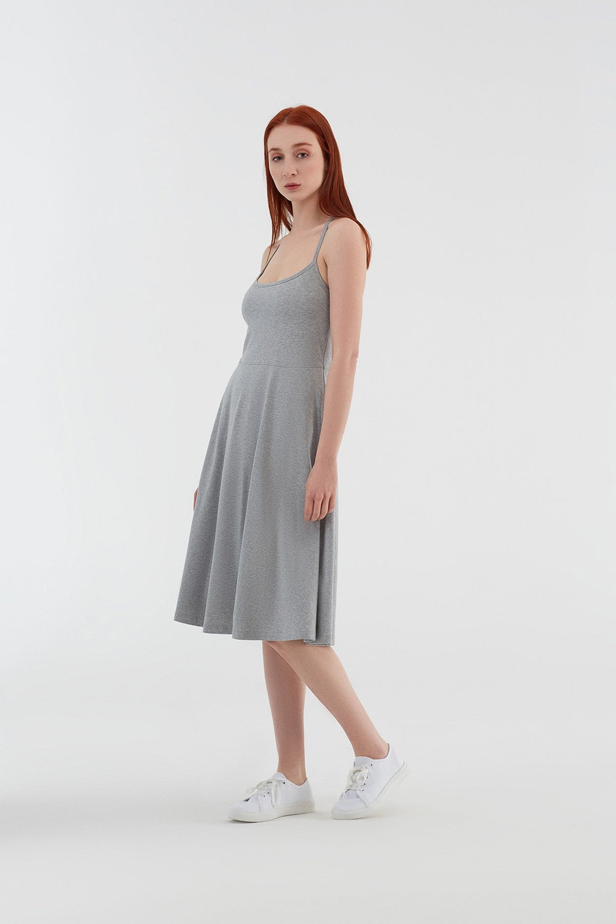 Pinafore Dress, Grey - Melange