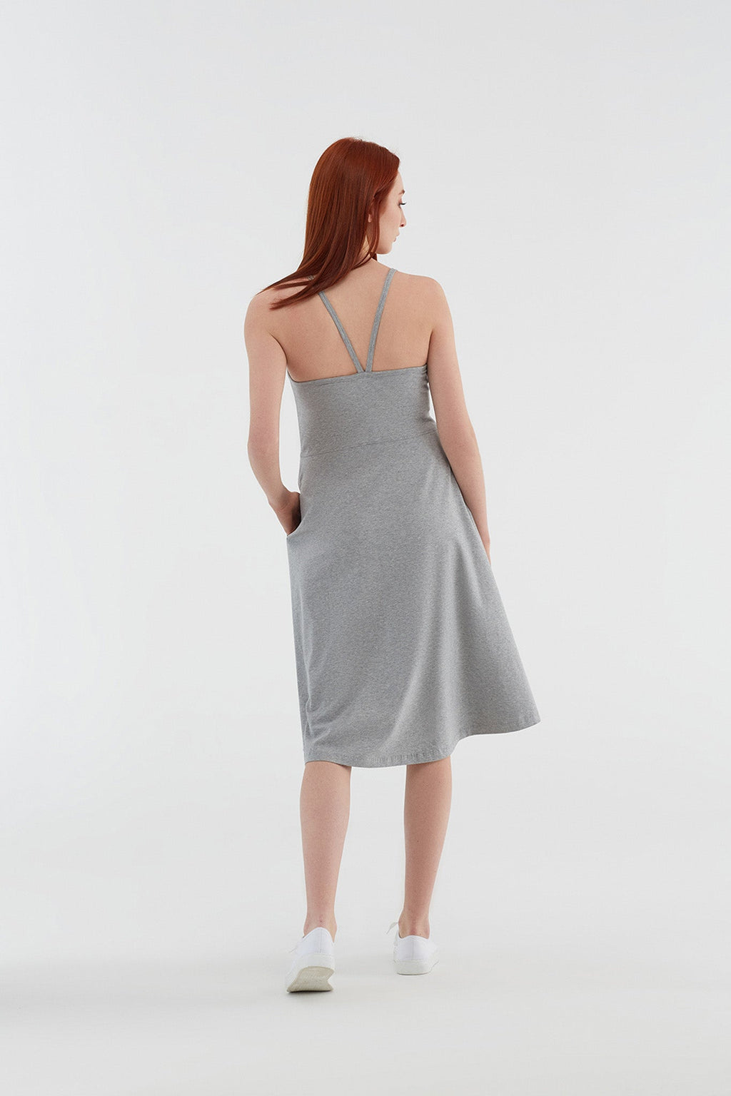 Pinafore Dress, Grey - Melange